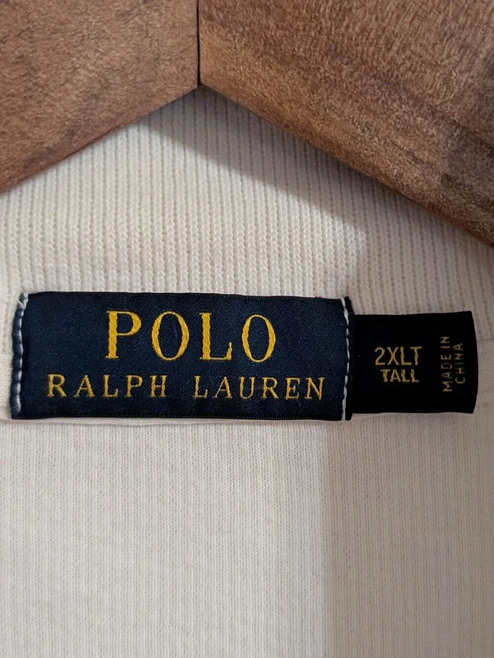 Polo Ralph Lauren Mens Pullover Sweater Ivory 1/4 Zip Cotton Size 2XLT Tall